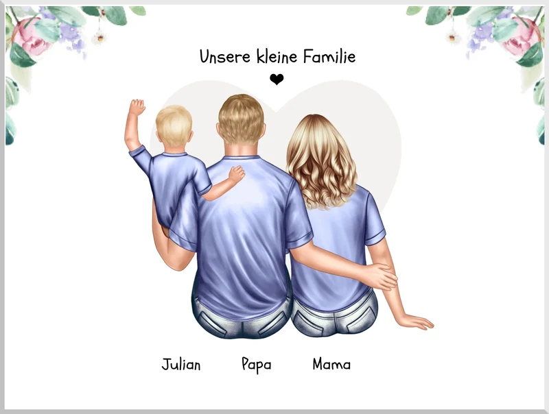 Familienbild mit Baby - Geschenk Papa -Geschenk Mama - Geschenk Vatertag - Geschenk Muttertag - Papa Vatertagsgeschenk