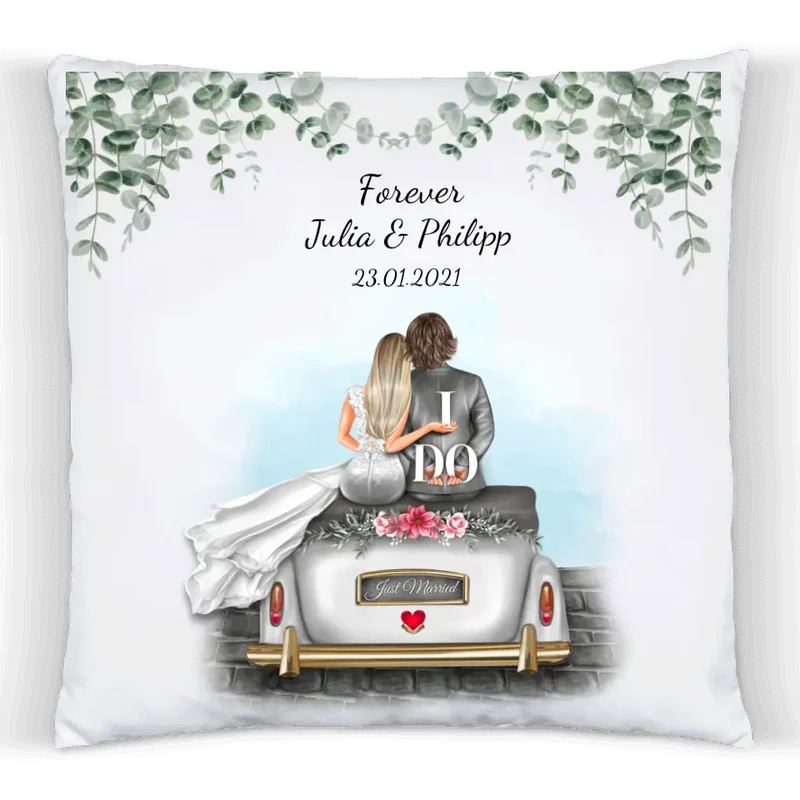 Personalisiertes Hochzeitsgeschenk Kissen- Hochzeitskissen - Hochzeitsauto - Geschenk Hochzeit - Geschenk Kissen Hochzeit - Wedding Car