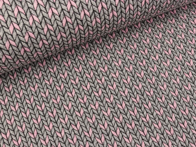 Reststück 44cm - Hamburger Liebe Check Point Big Knit Stitches mittelgrau meliert-rose