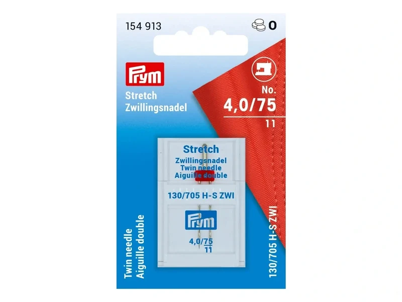 Prym 154913 Doppel-Nähmaschinennadeln mit Flachkolben - Universal Zwillingsnadel - No. 4,0 / 75