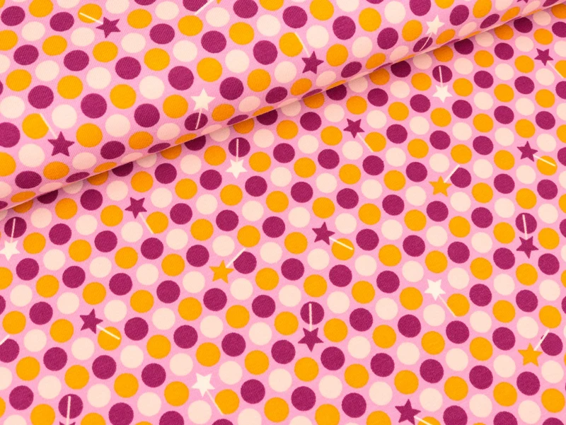 Reststück 46cm - Baumwolljersey Fiona Fee Dots rosa von Blaubeerstern