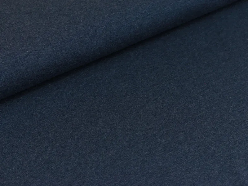 Reststück 40cm - Baumwolljersey Jaro dunkles jeansblau meliert