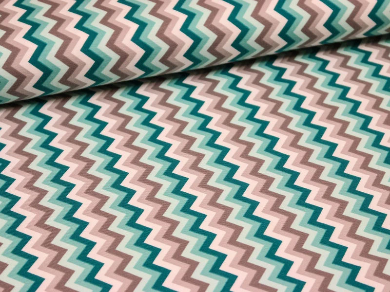 Reststück 26cm - STENZO Jersey Chevron grau-mint-weiß