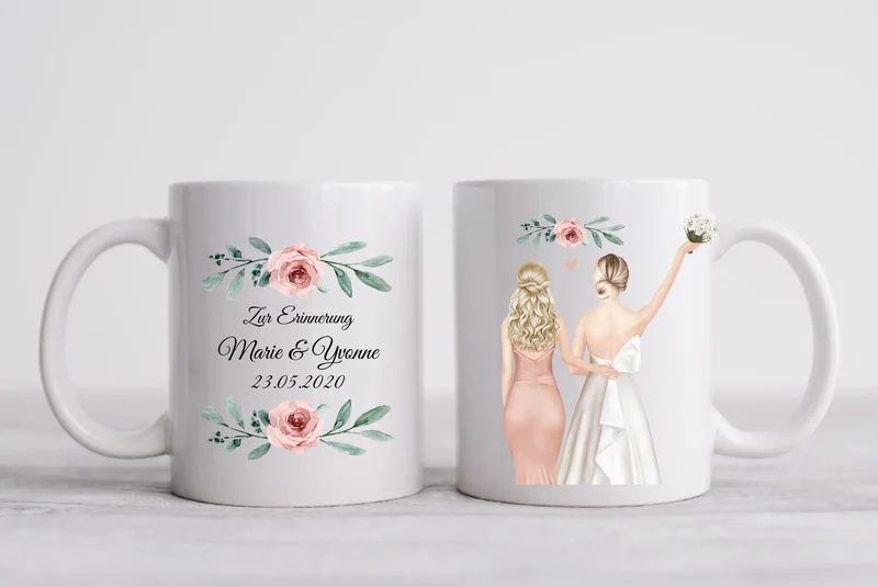 Geschenk Trauzeugin - Brautgeschenk - Hochzeitsgeschenk - Personalisierte Hochzeitstasse - Geschenk Braut - Geschenkidee Kaffeebecher