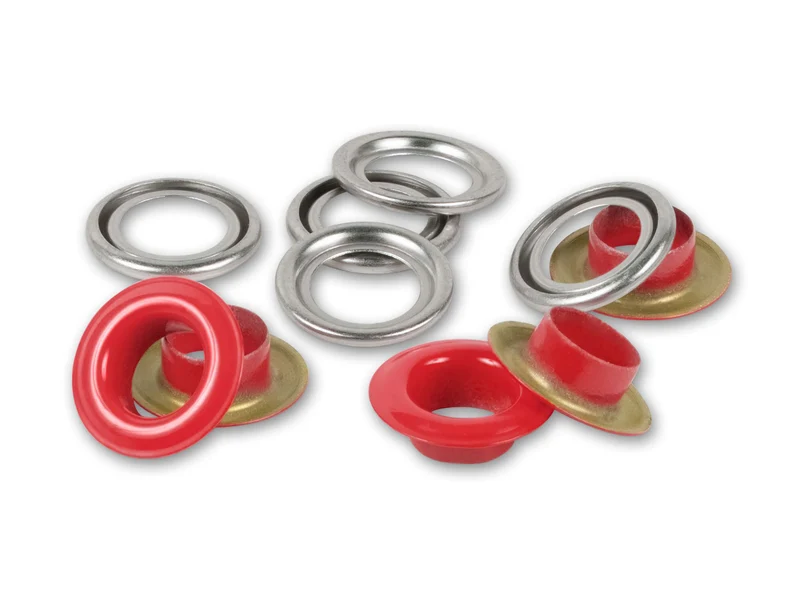 Prym 542522 Ösen mit Scheiben rot - Ø 8mm - 32 Stück, kompatibel mit dem Vario Creative Tool