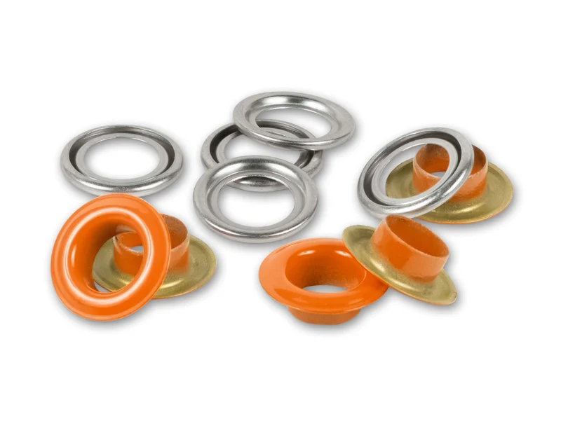 Prym 542526 Ösen mit Scheiben orange - Ø 8mm - 32 Stück, kompatibel mit dem Vario Creative Tool