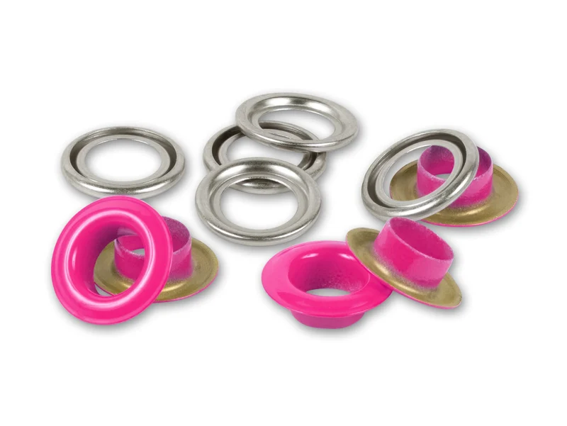 Prym 542529 Ösen mit Scheiben pink - Ø 8mm - 32 Stück, kompatibel mit dem Vario Creative Tool
