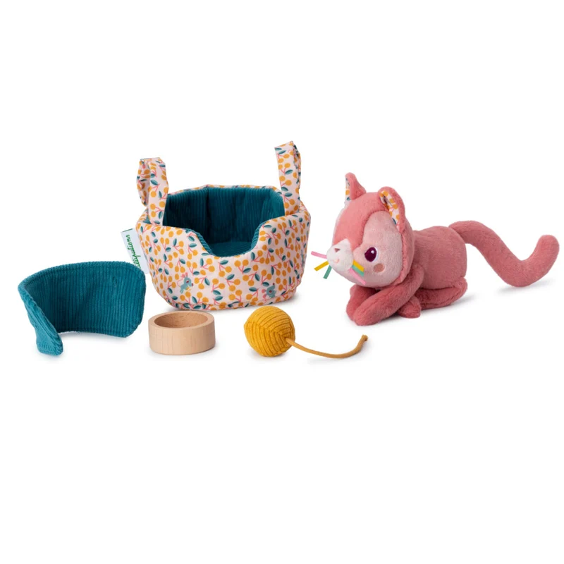 Kuscheltier Katze mit Körbchen und Zubehör – Katze Jeanne 12 m+