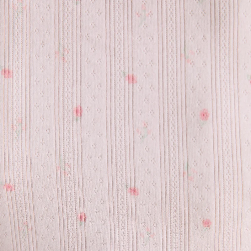 Pointelle Pyjama-Oberteil - Florales Rosa