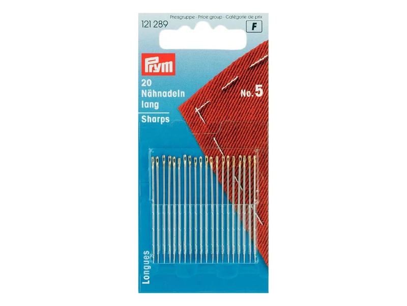 Prym 121289 Nähnadeln lang silberfarbig - Ø 0,8mm x 40mm No. 5 - 20 Stück