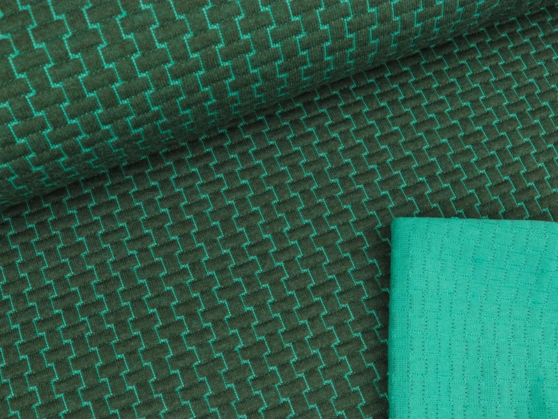 Reststück 38cm - Leichter Steppstoff Bricks dunkelgrün-mint