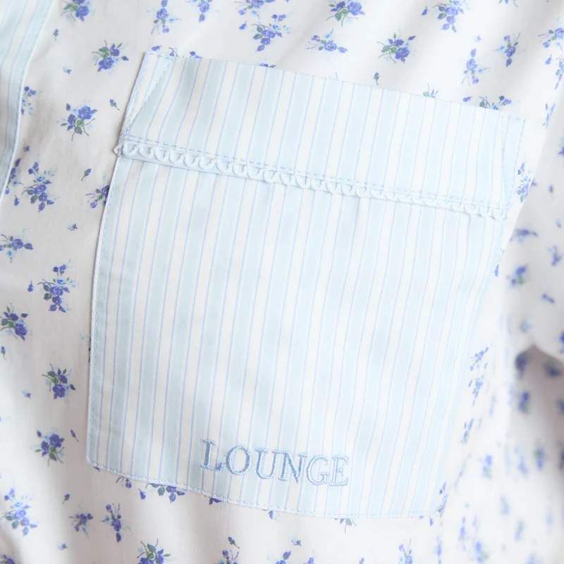 Bloom & Stripe Kurzärmeliges Pyjamahemd - Blau