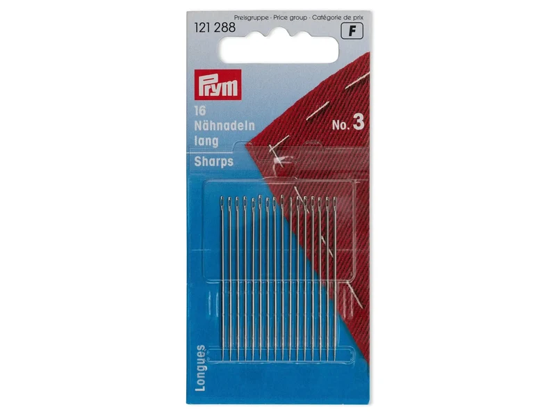 Prym 121288 Nähnadeln lang silberfarbig - Ø 0,9mm x 44mm No. 3 - 20 Stück