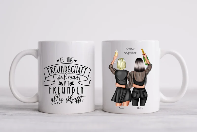 Personalisierte Tasse Geschenk beste Freundin - 2 Beste Freundinnen Geburtstagsgeschenk