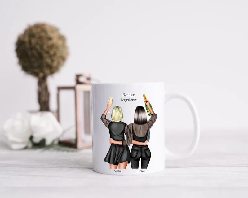Personalisierte Tasse Geschenk beste Freundin - 2 Beste Freundinnen Geburtstagsgeschenk
