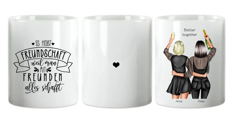 Personalisierte Tasse Geschenk beste Freundin - 2 Beste Freundinnen Geburtstagsgeschenk