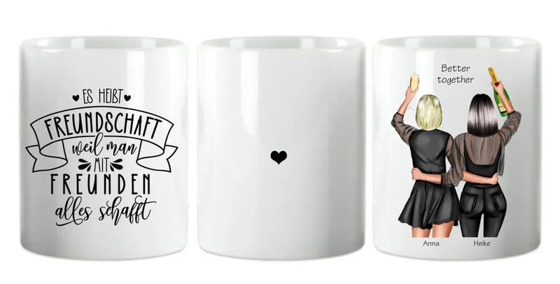 Personalisierte Tasse Geschenk beste Freundin - 2 Beste Freundinnen Geburtstagsgeschenk