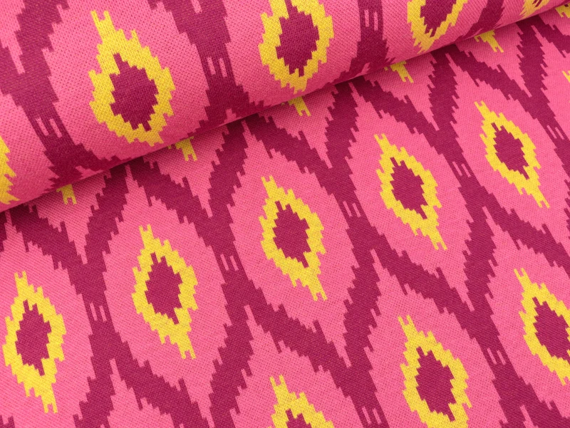 Reststück 14cm - Hamburger Liebe 3 Farb-Jacquardjersey Ikat ciclamino