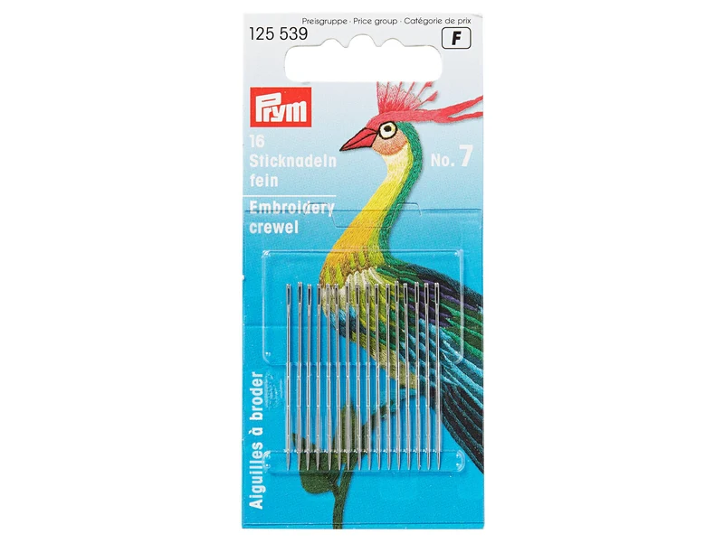 Prym 125539 Crewelnadeln - Ø 0,7mm x 38mm No. 7 - 16 Stück