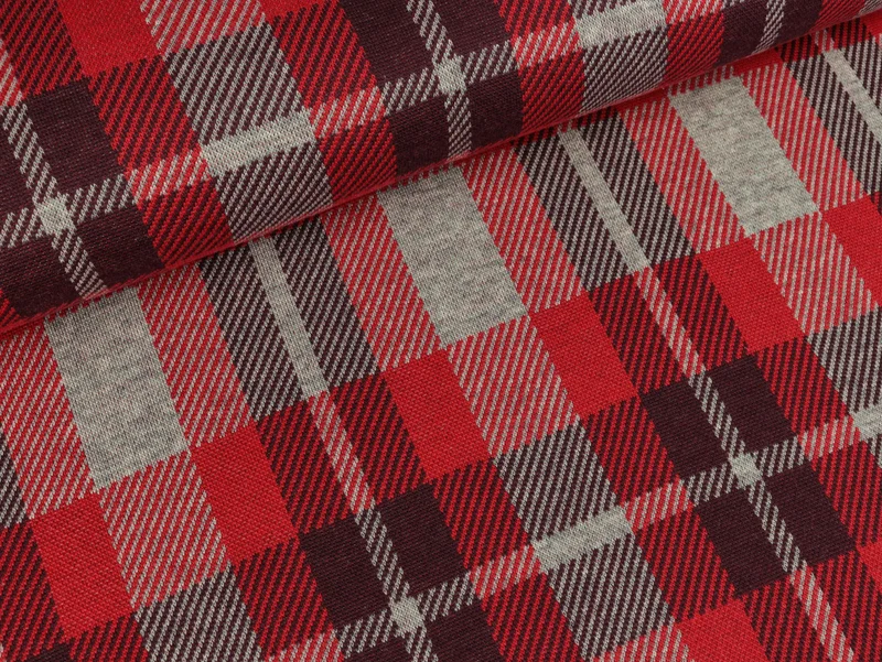 Reststück 38cm - Hamburger Liebe 3-Farb-Relief Hipster Square Checker Two rot