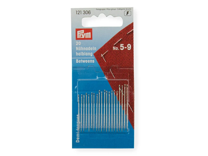Prym 121306 Nähnadeln halblang silberfarbig - No. 5-9 - 20 Stück