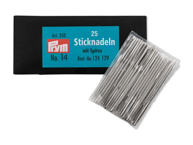 Prym 124129 Sticknadeln mit Spitze silberfarbig - Ø 1,9mm x 60mm No. 14 - 25 Stück