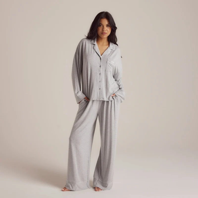 Modal Pyjamahemd - Grauer Melange
