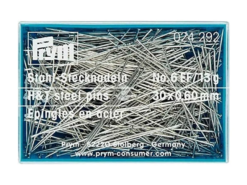 Prym 024292 Stahlstecknadeln Ø 0,6mm x 30mm Nr. 6 EF silberfarbig - 1 Dose, 13g