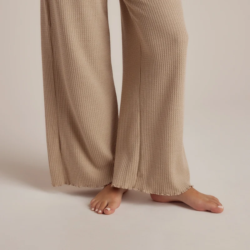 Soft Waffle Pyjama-Hose - Hellbraun