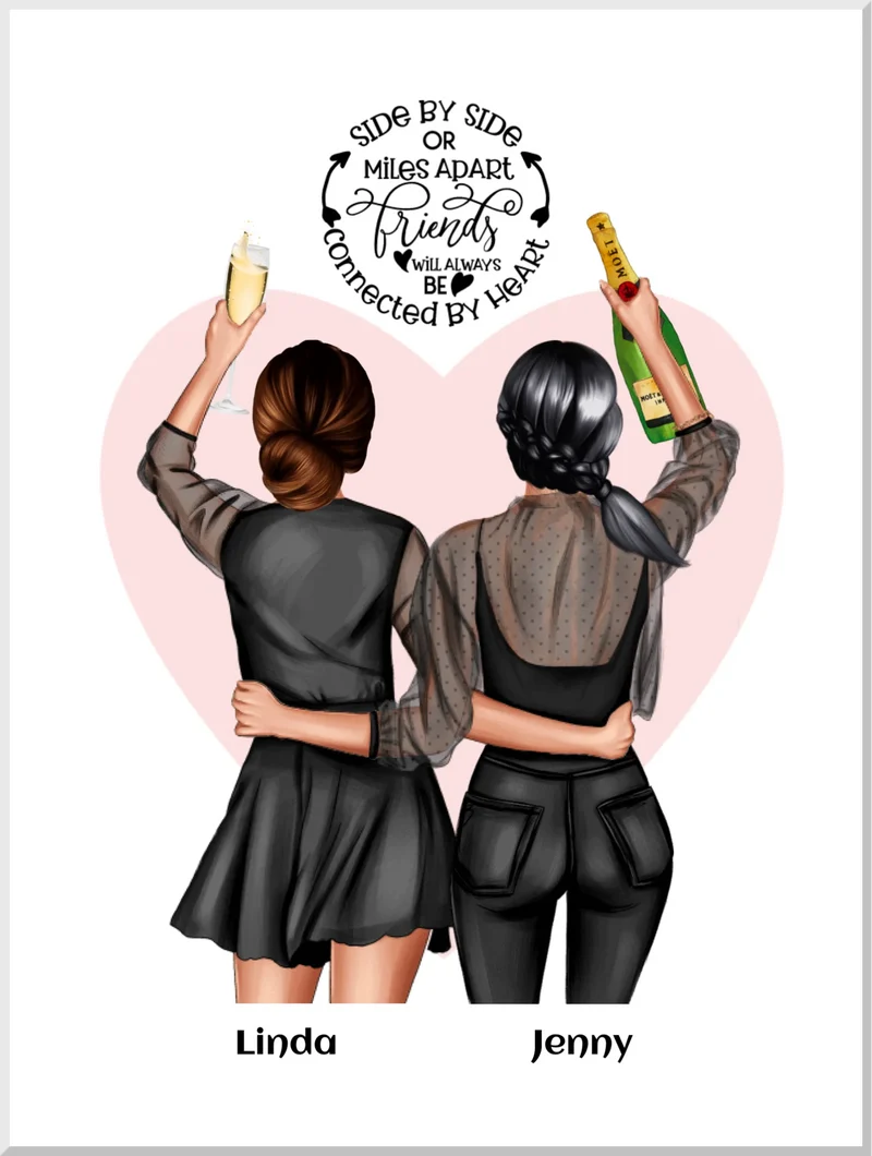 2 beste Freundinnen Geschenk personalisiert - Bild & Poster Geburtstagsgeschenk & Weihnachtsgeschenk