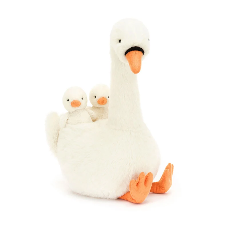 Plüsch-Schwan mit Küken 39 cm