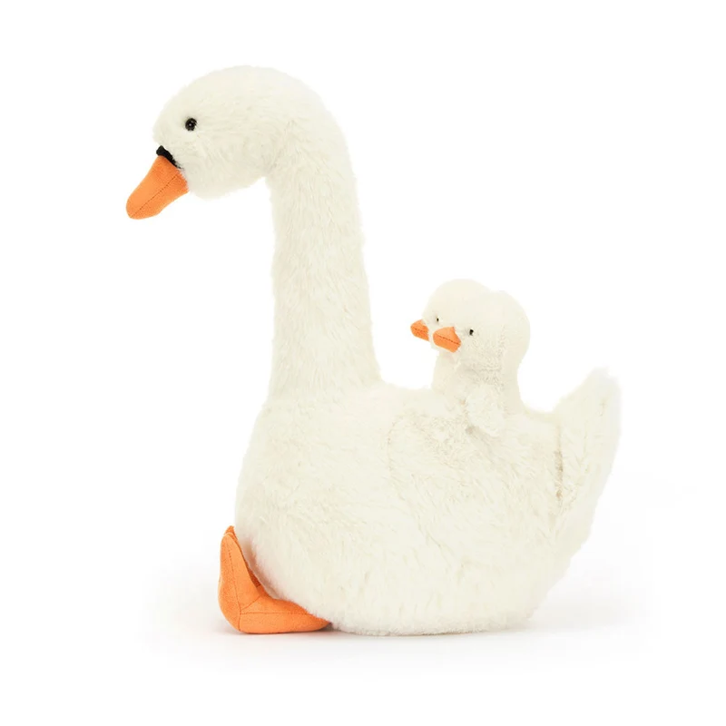 Plüsch-Schwan mit Küken 39 cm