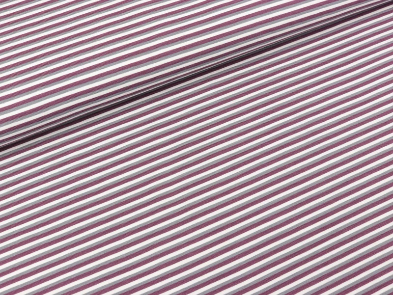 Reststück 54cm - Baumwolljersey Elephant Parade Stripes mauve-hellgrau-weiß