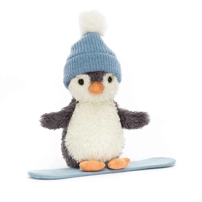 Plüsch-Pinguin auf Snowboard 12 cm