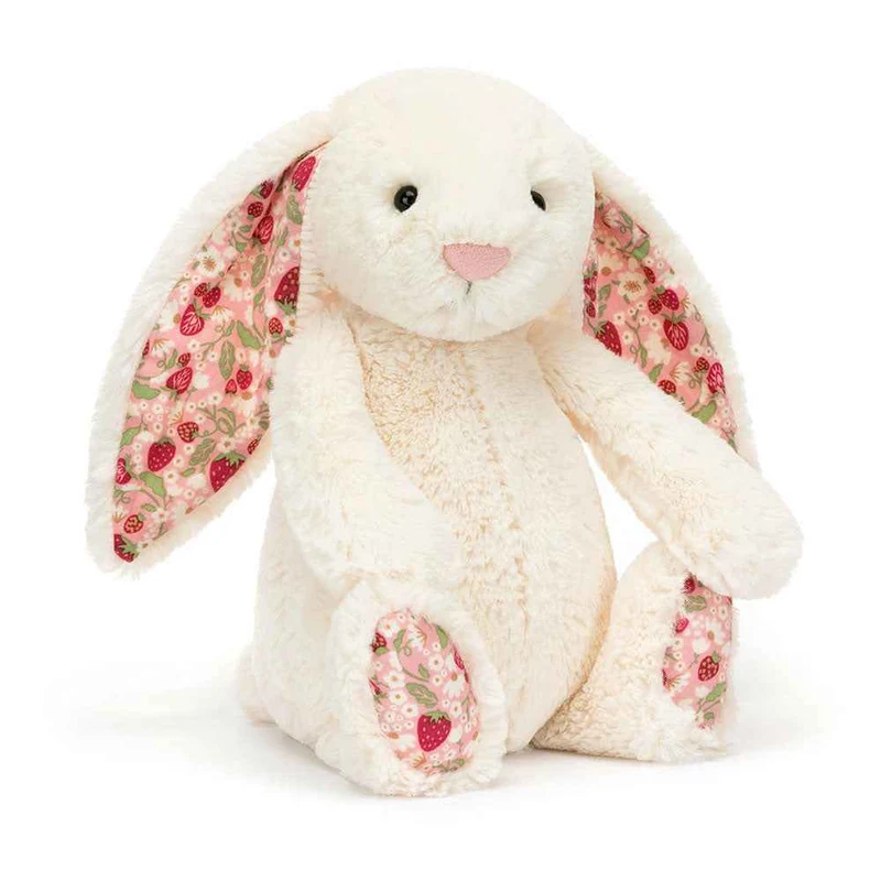 Plüschkaninchen mit Blumenöhrchen Berry – cremefarben 31 cm