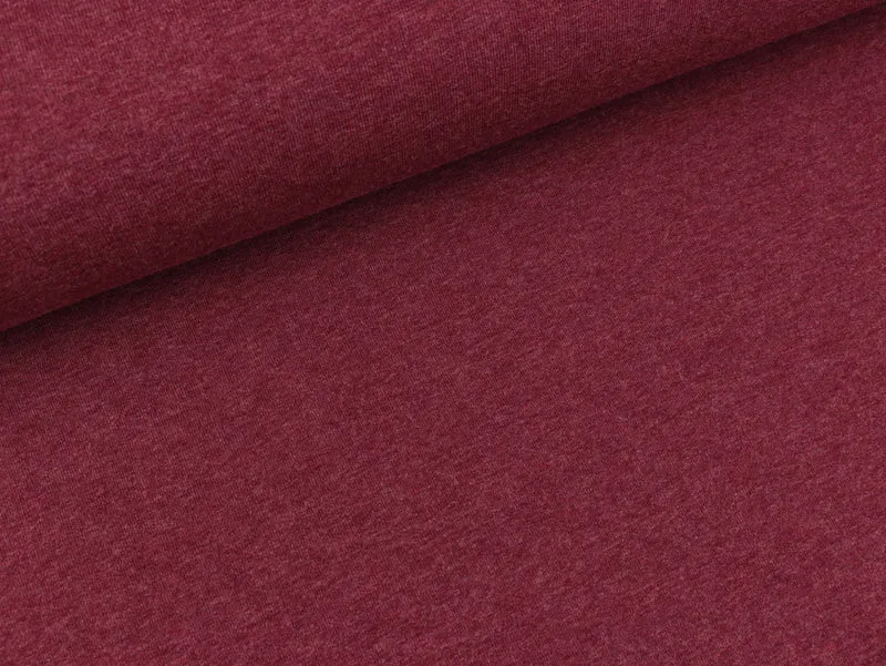 Reststück 46cm - Leichter Sweat Maike bordeaux meliert uni
