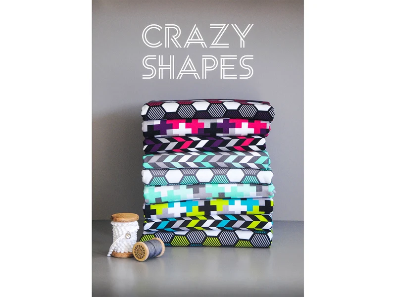 Reststück 39cm - Baumwollsweat Crazy Shapes Pluszeichen grau-mint by Lycklig Design
