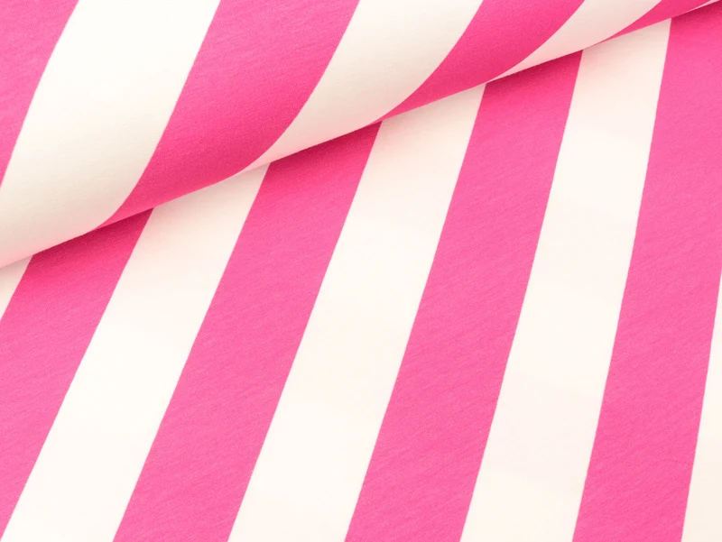 Reststück 25cm - Hamburger Liebe Baumwolljersey This Summer Stripemania ortensia-weiß