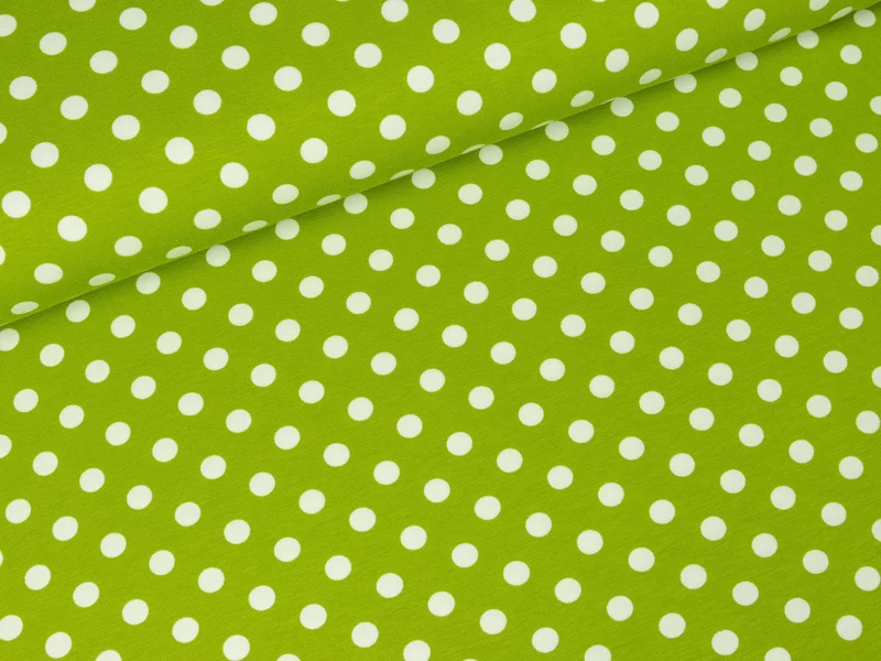 Reststück 46cm - Baumwolljersey Vicente Punkte weiß-gelbgrün