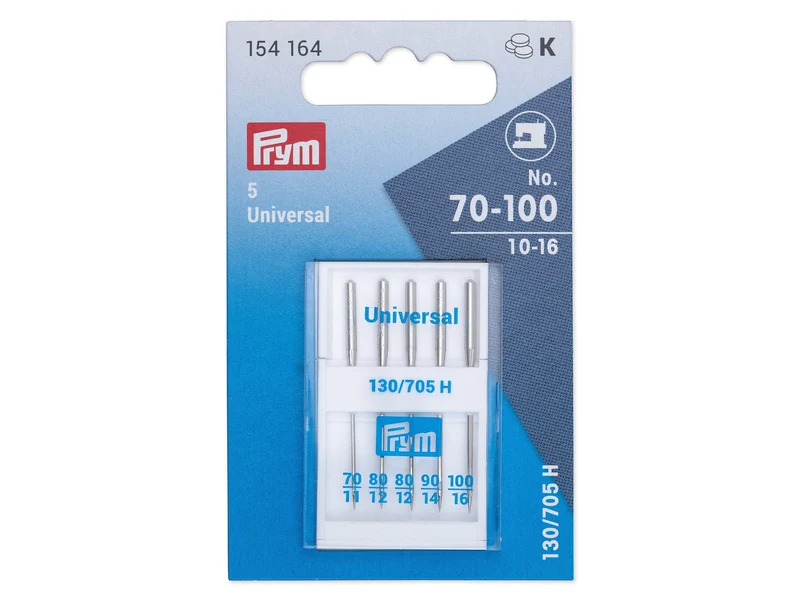 Prym 154164 Nähmaschinennadeln mit Flachkolben - Universal - No. 70 - 100 - 5 Stück