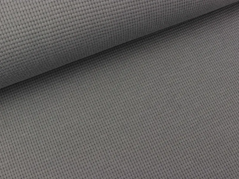Reststück 40cm - Waffeljersey Clarissa mittelgrau uni