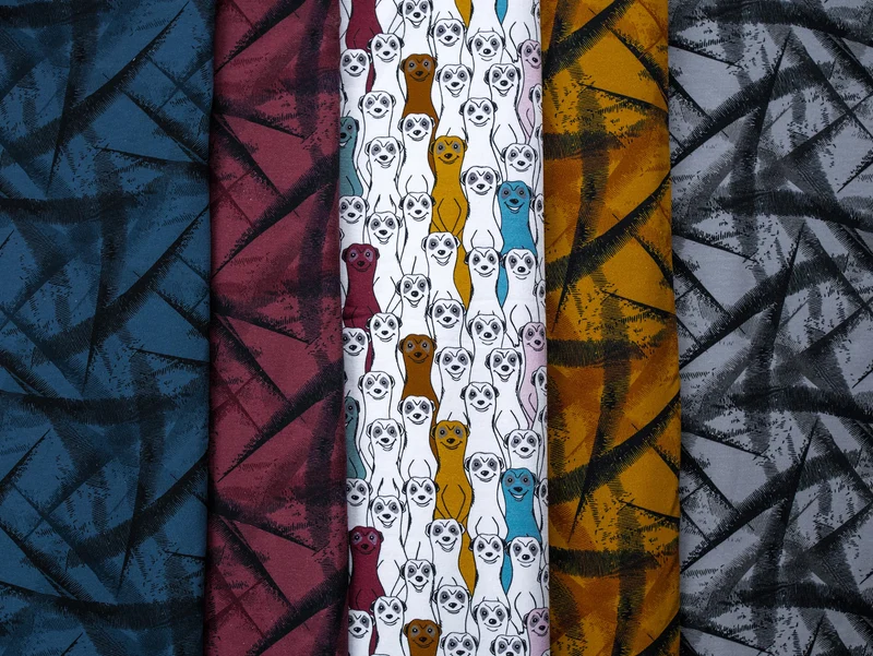 Reststück 66cm - Baumwollsweat Toronto Grafisch Abstrakt schwarz-ocker-rost