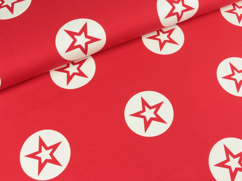 Reststück 50cm - Leichter Sommersweat Megastar weiß-rot