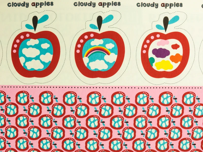 Reststück 36cm - Baumwolljersey Cloudy Apples pink by bienvenido colorido