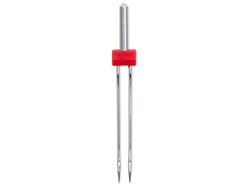 Prym 154910 Doppel-Nähmaschinennadeln mit Flachkolben - Universal Zwillingsnadel - No. 2,5 / 75