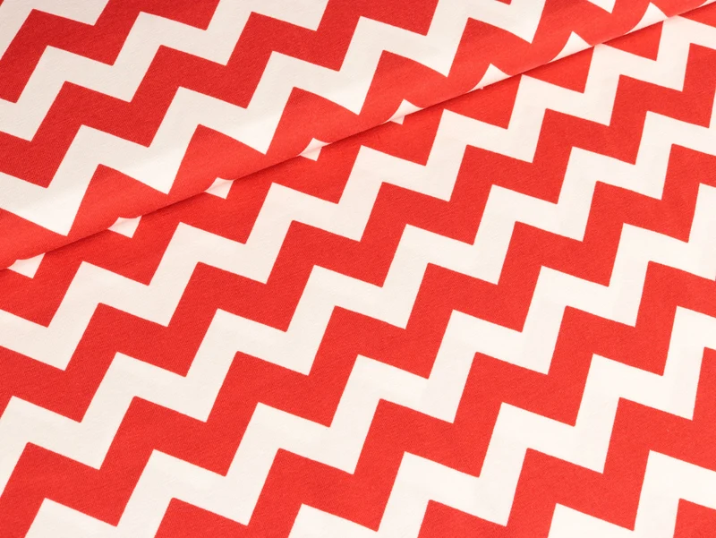 Reststück 54cm - Baumwolljersey Mia Chevron rot-weiß
