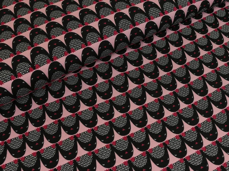 Reststück 35cm - Baumwolljersey Pinguine auf Rosa