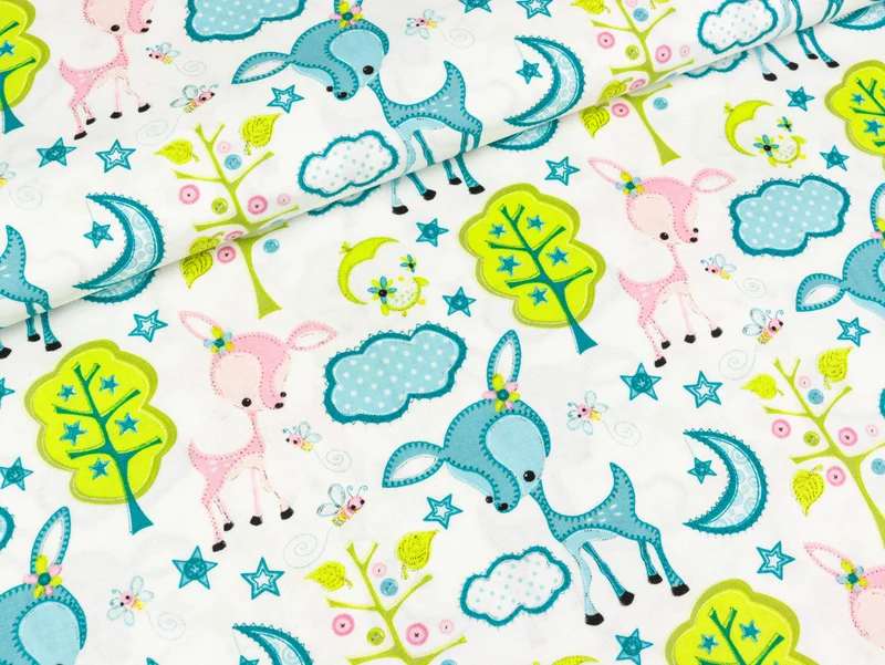 Reststück 28cm - Baumwollstoff Camelot Fabrics Dream a little Dream weiß-bunt