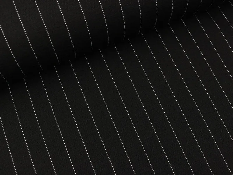 Reststück 71cm - Punta di Roma Nylon Jersey Large Pin Stripes schwarz-weiß