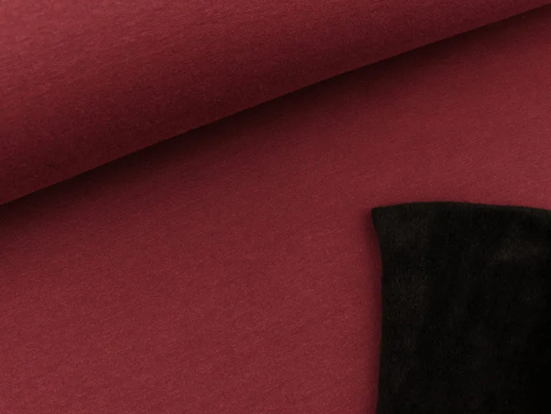 Reststück 47cm - Alpenfleece bordeaux-schwarz uni